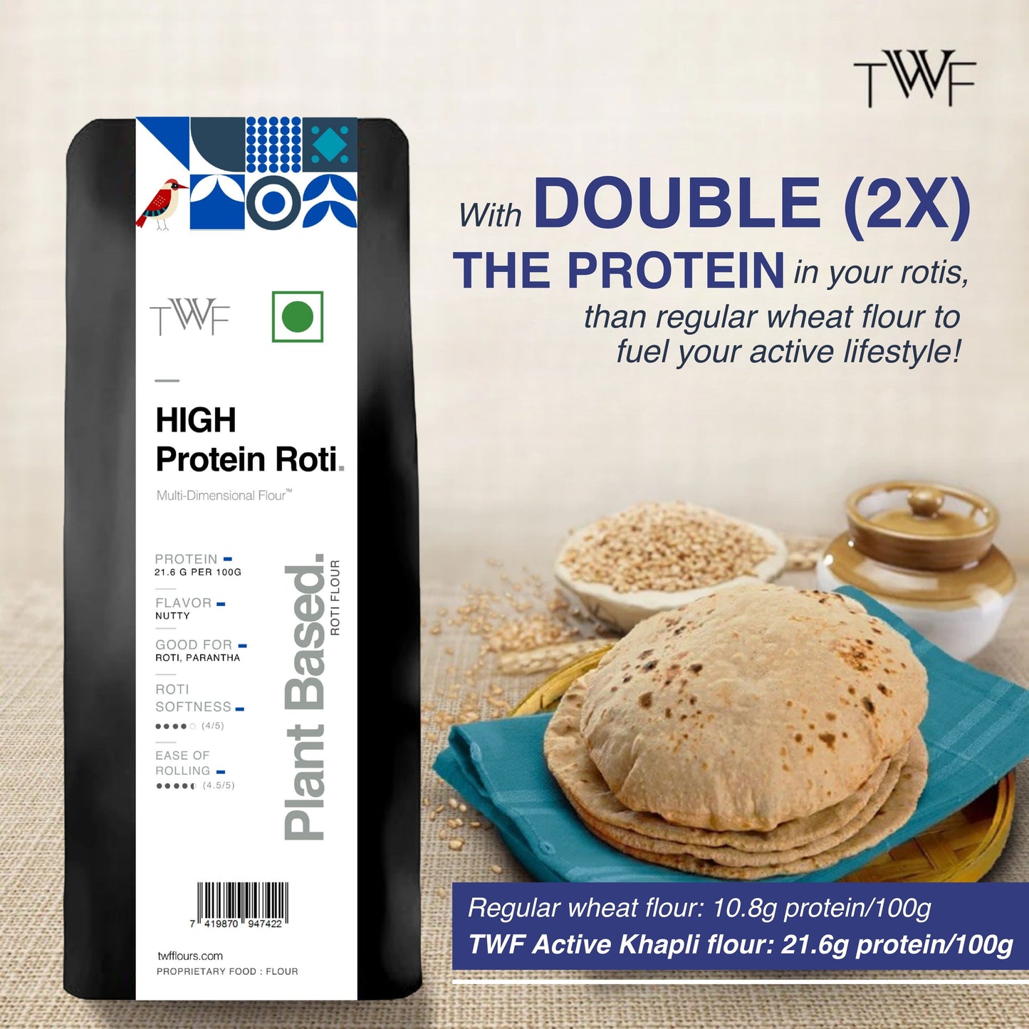 TWF High Protein Flour - With 5.5g Protein per Roti