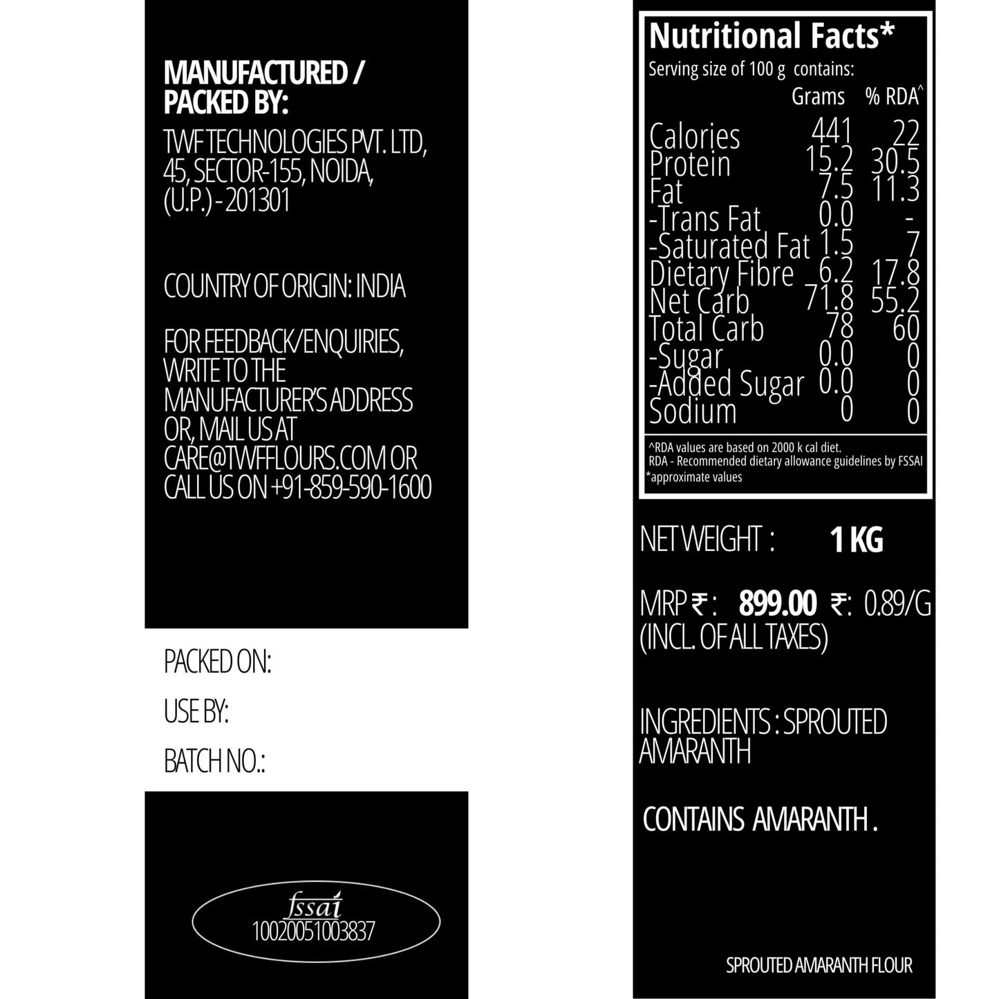 TWF Sprouted Amaranth Flour