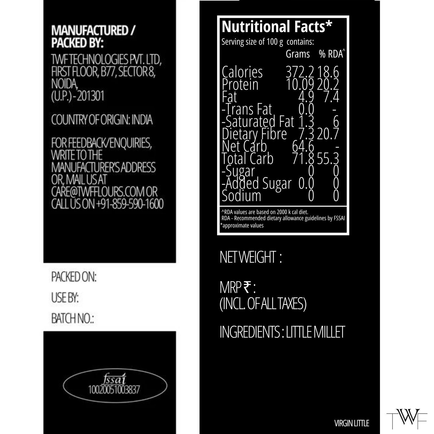 TWF Virgin Little Millet Flour