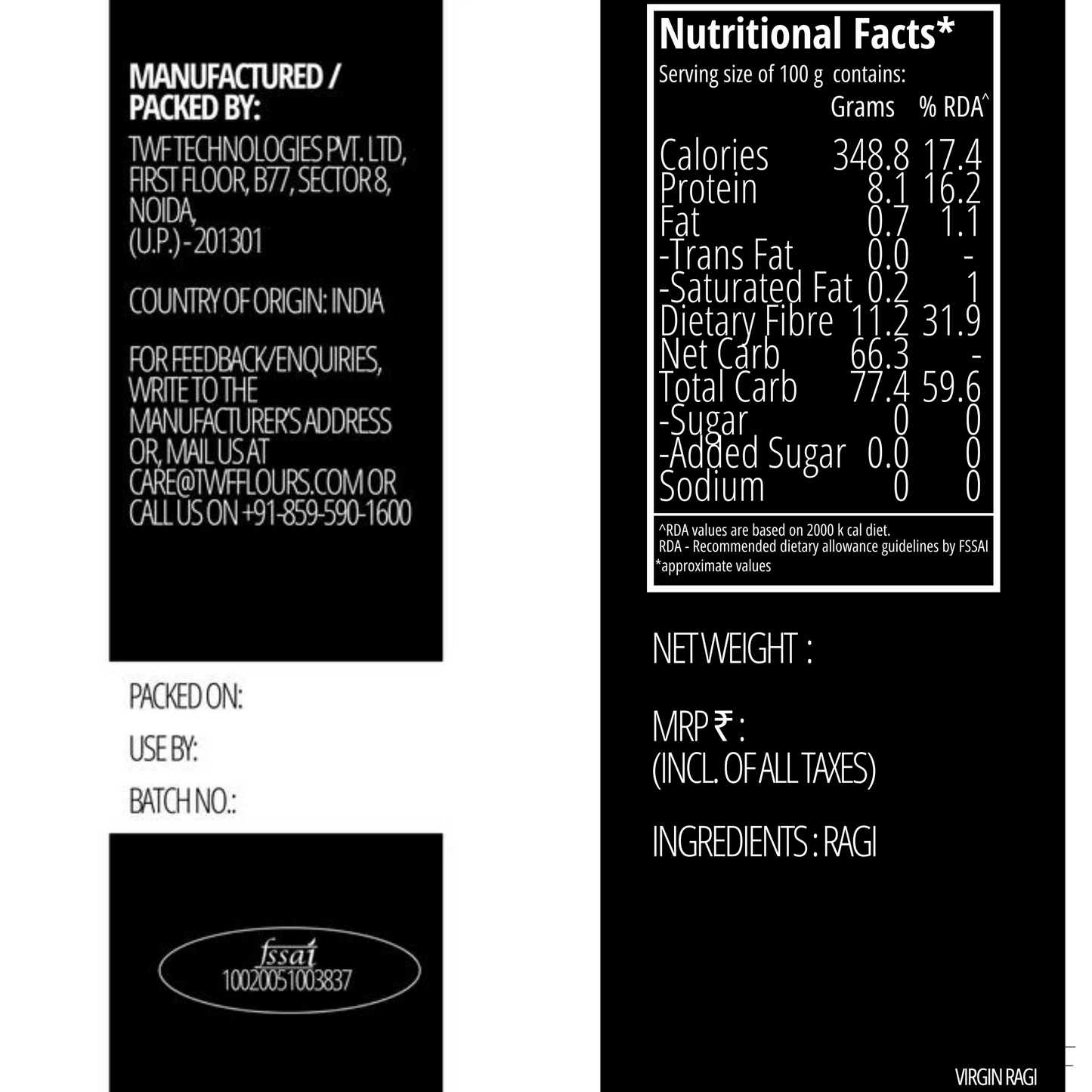 TWF Virgin Ragi Flour