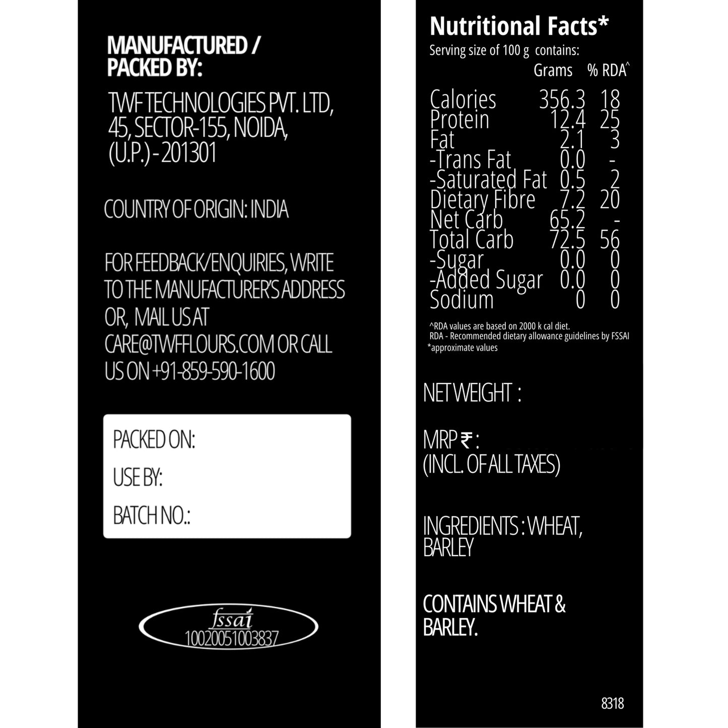 TWF Series C- 8318 (Strong bread flour)