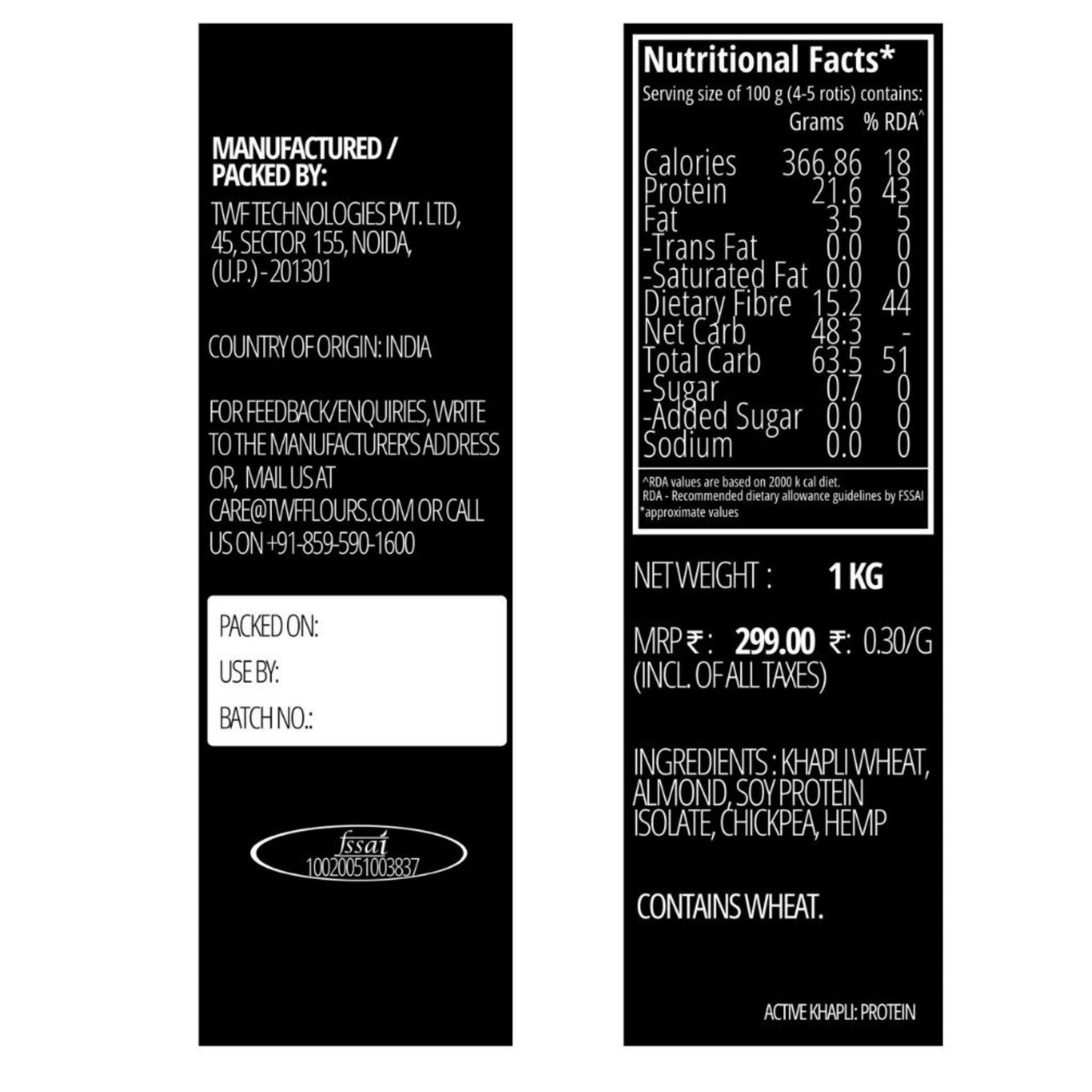 TWF Active Khapli Flour: With 2X protein than Regular Rotis