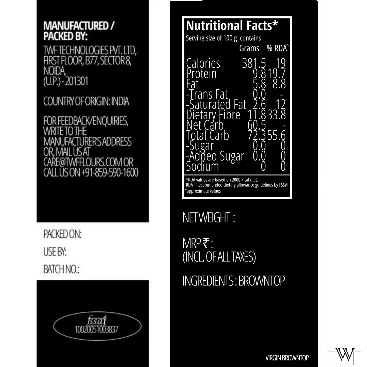 TWF Virgin Browntop Flour