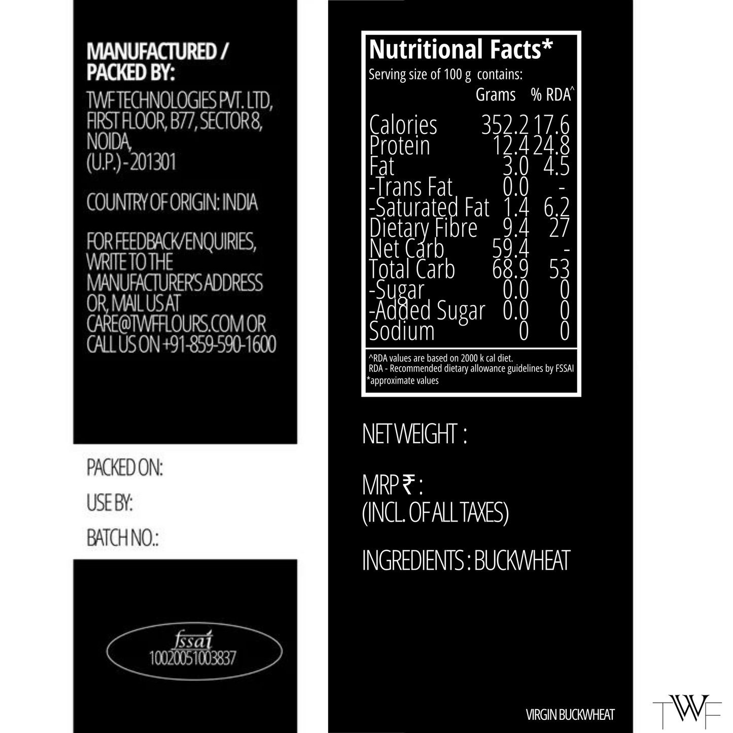 TWF Virgin Buckwheat Flour