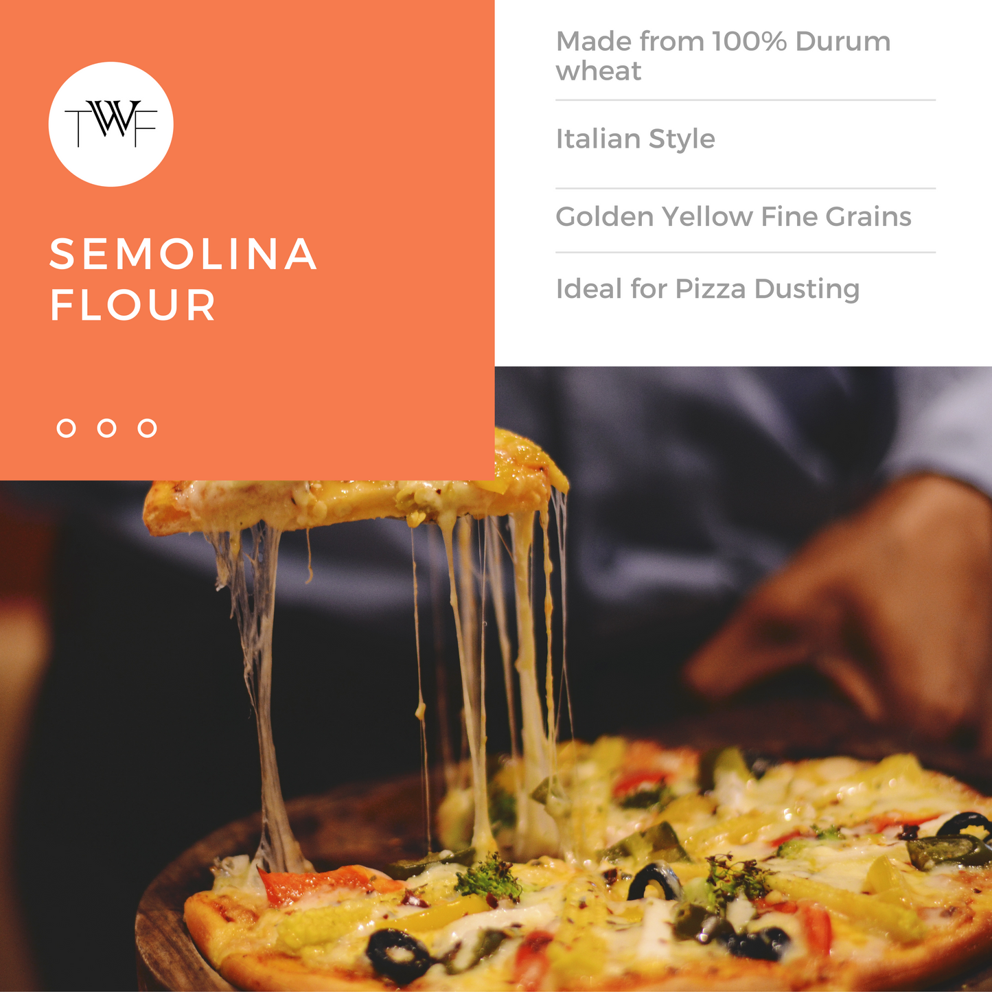 TWF Dusting Semolina (100% Durum, Golden Yellow) for Pizzas
